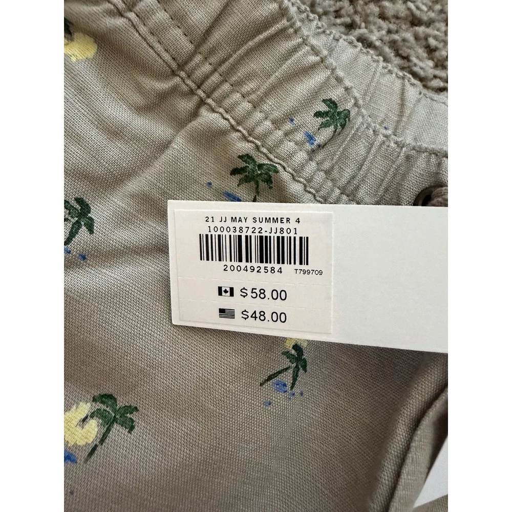 Janie and Jack Boys Linen Blend Khaki Pants Palm Trees Size 6 Slim Fit New W Tag